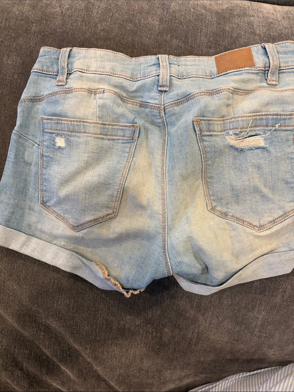 Bluenotes Distressed Light Blue Denim Roll-Cuff Shorts - Picture 2 of 3